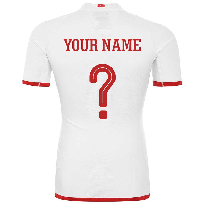 Heren Tunesisch Uw Naam #0 Wit Uitshirt Uittenue 22-24 T-shirt