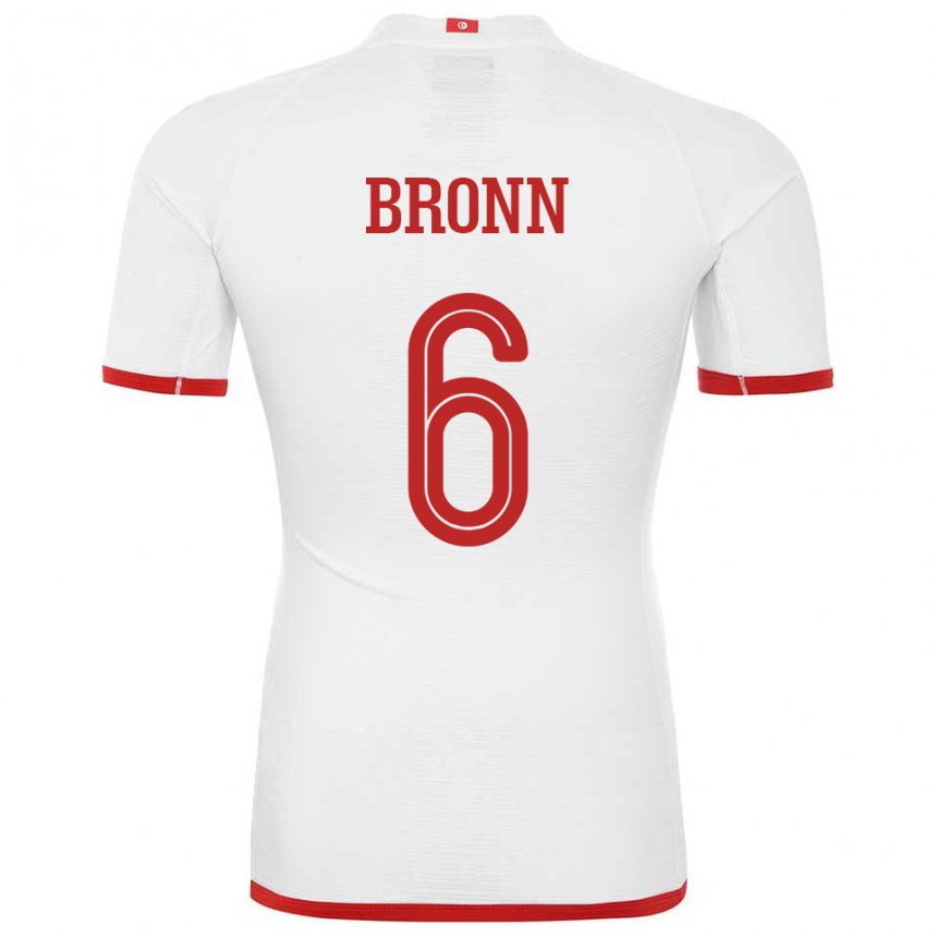 Heren Tunesisch Dylan Bronn #6 Wit Uitshirt Uittenue 22-24 T-shirt