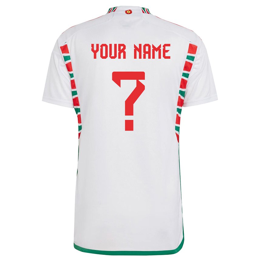 Heren Welsh Uw Naam #0 Wit Uitshirt Uittenue 22-24 T-shirt