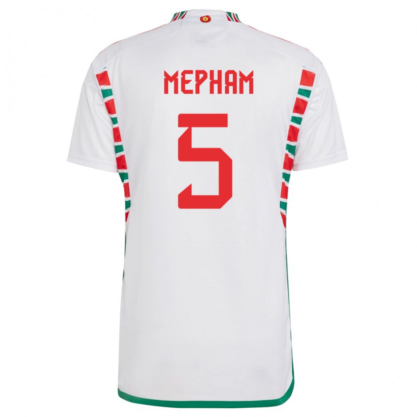 Heren Welsh Chris Mepham #5 Wit Uitshirt Uittenue 22-24 T-shirt