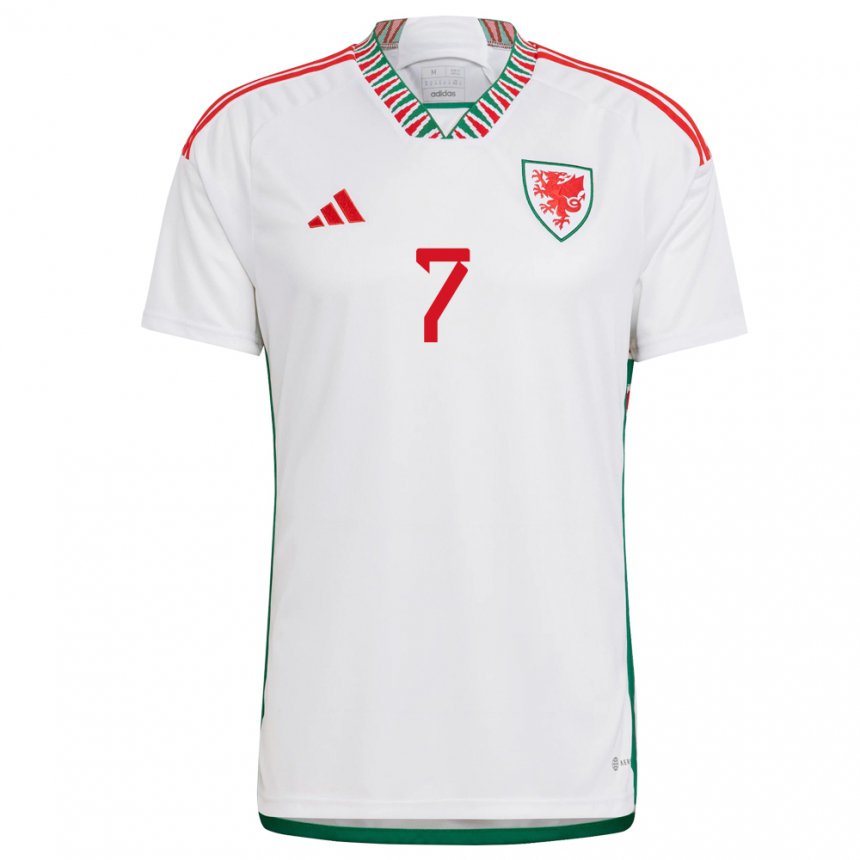 Heren Welsh Dylan Levitt #7 Wit Uitshirt Uittenue 22-24 T-shirt