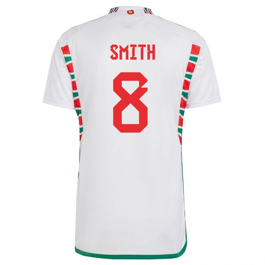 Heren Welsh Matt Smith #8 Wit Uitshirt Uittenue 22-24 T-shirt