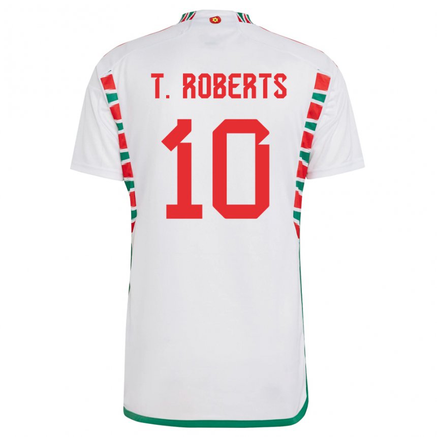 Heren Welsh Tyler Roberts #10 Wit Uitshirt Uittenue 22-24 T-shirt