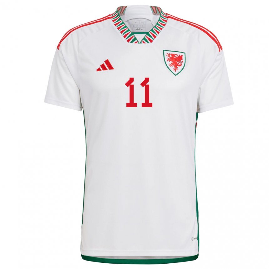 Heren Welsh Gareth Bale #11 Wit Uitshirt Uittenue 22-24 T-shirt