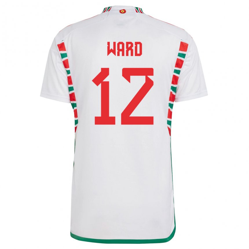 Heren Welsh Danny Ward #12 Wit Uitshirt Uittenue 22-24 T-shirt