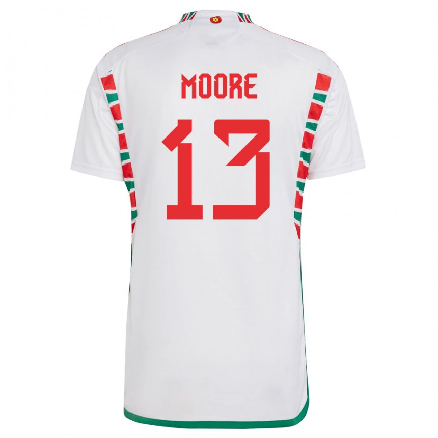 Heren Welsh Kieffer Moore #13 Wit Uitshirt Uittenue 22-24 T-shirt