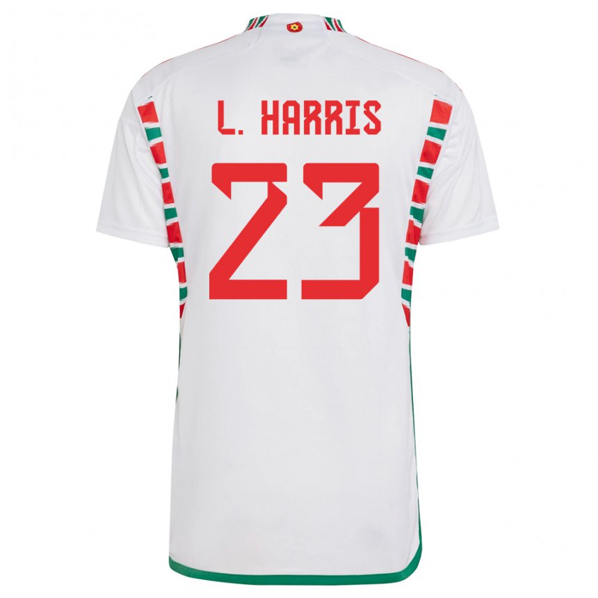 Heren Welsh Luke Harris #23 Wit Uitshirt Uittenue 22-24 T-shirt