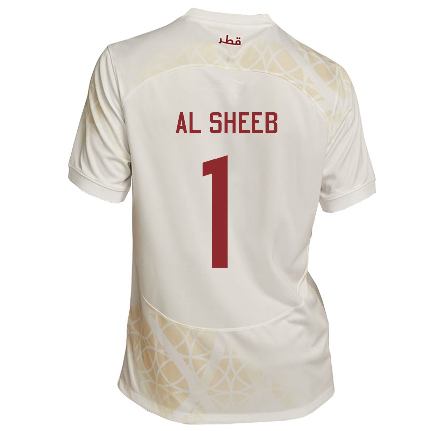 Heren Qatarees Saad Al Sheeb #1 Goud Beige Uitshirt Uittenue 22-24 T-shirt