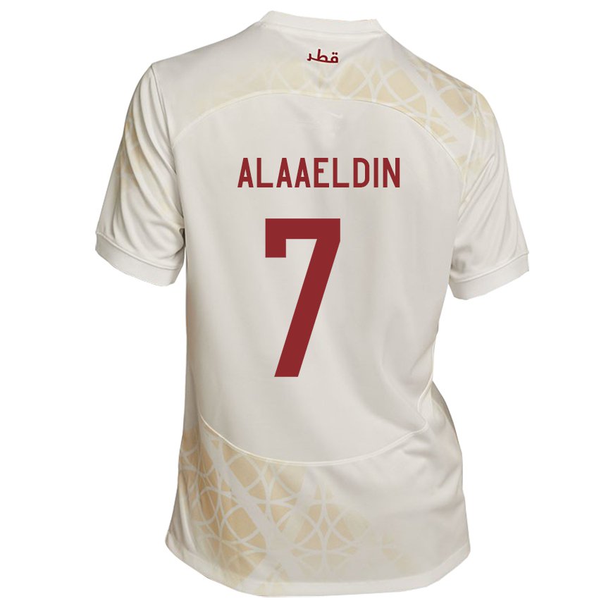 Heren Qatarees Ahmed Alaaeldin #7 Goud Beige Uitshirt Uittenue 22-24 T-shirt