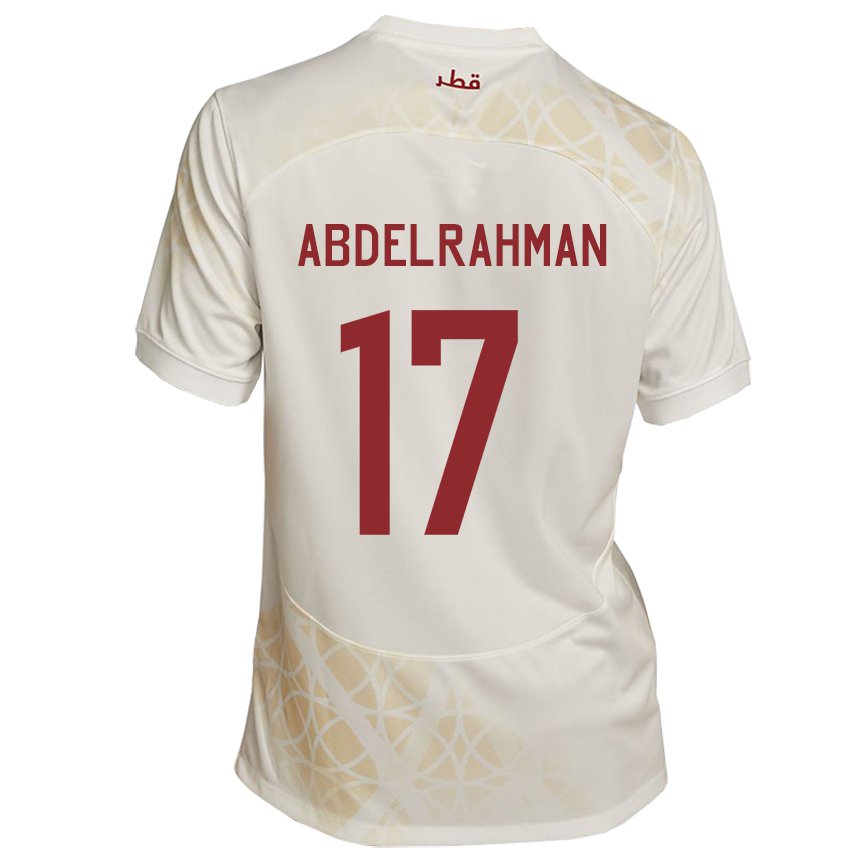 Heren Qatarees Abdelrahman Fahmi Moustafa #17 Goud Beige Uitshirt Uittenue 22-24 T-shirt