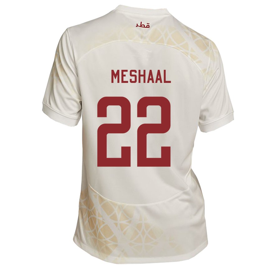 Heren Qatarees Meshaal Barsham #22 Goud Beige Uitshirt Uittenue 22-24 T-shirt