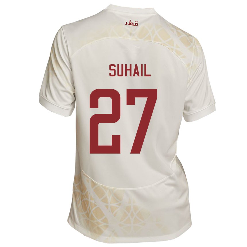 Heren Qatarees Ahmed Suhail #27 Goud Beige Uitshirt Uittenue 22-24 T-shirt