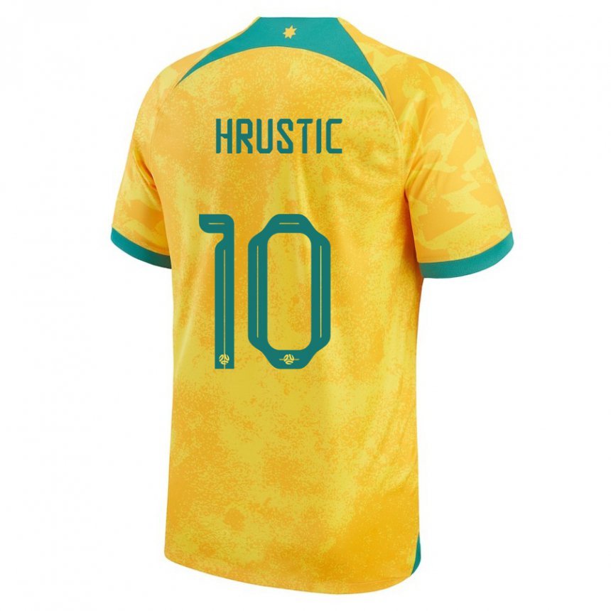 Dames Australisch Ajdin Hrustic #10 Gouden Thuisshirt Thuistenue 22-24 T-shirt