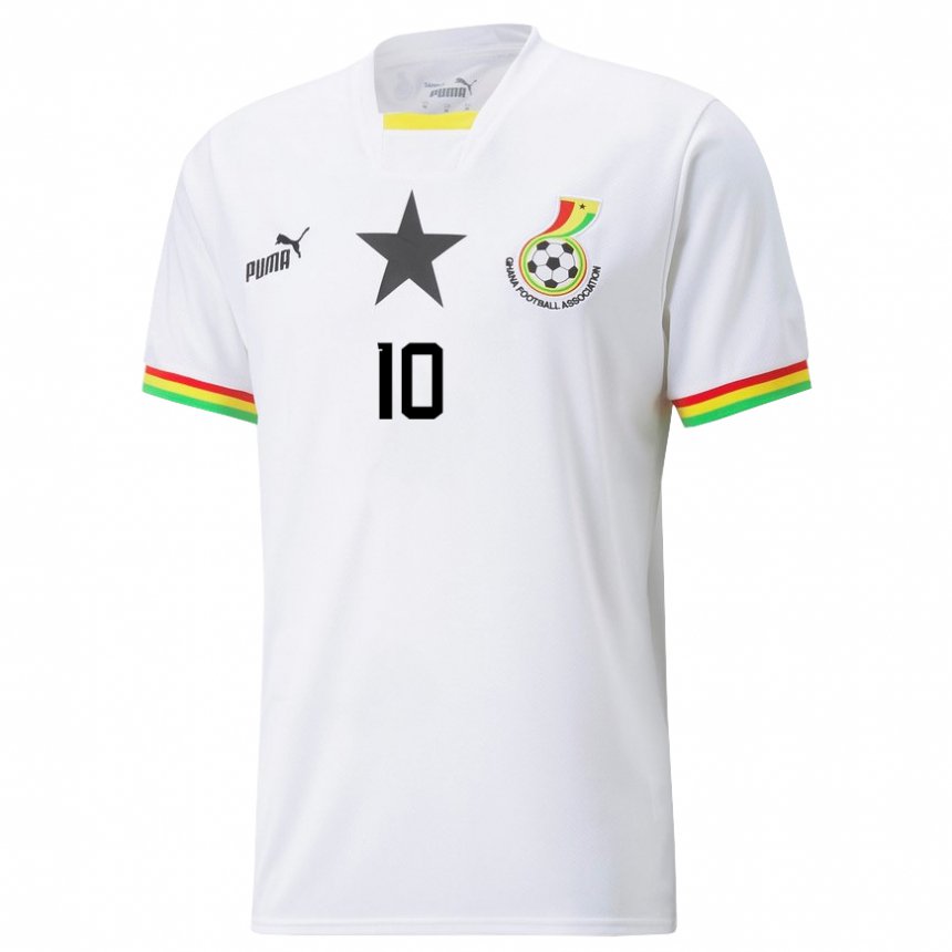 Dames Ghanees Andre Ayew #10 Wit Thuisshirt Thuistenue 22-24 T-shirt
