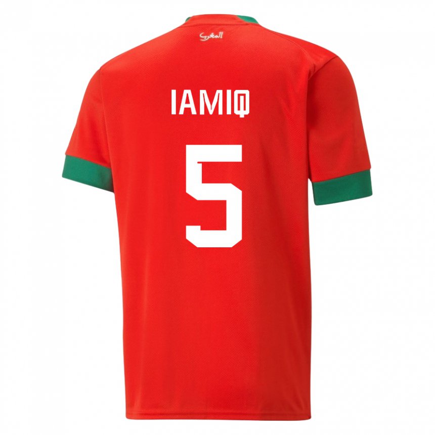 Dames Marokkaans Jawad Iamiq #5 Rood Thuisshirt Thuistenue 22-24 T-shirt