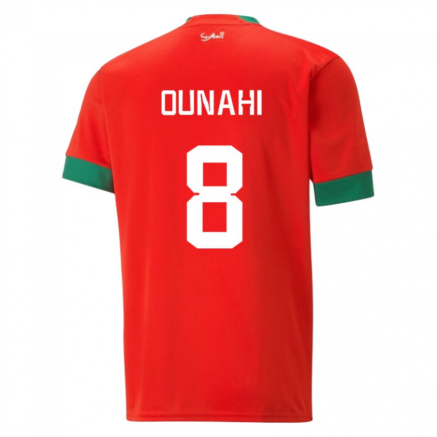 Dames Marokkaans Azzeddine Ounahi #8 Rood Thuisshirt Thuistenue 22-24 T-shirt