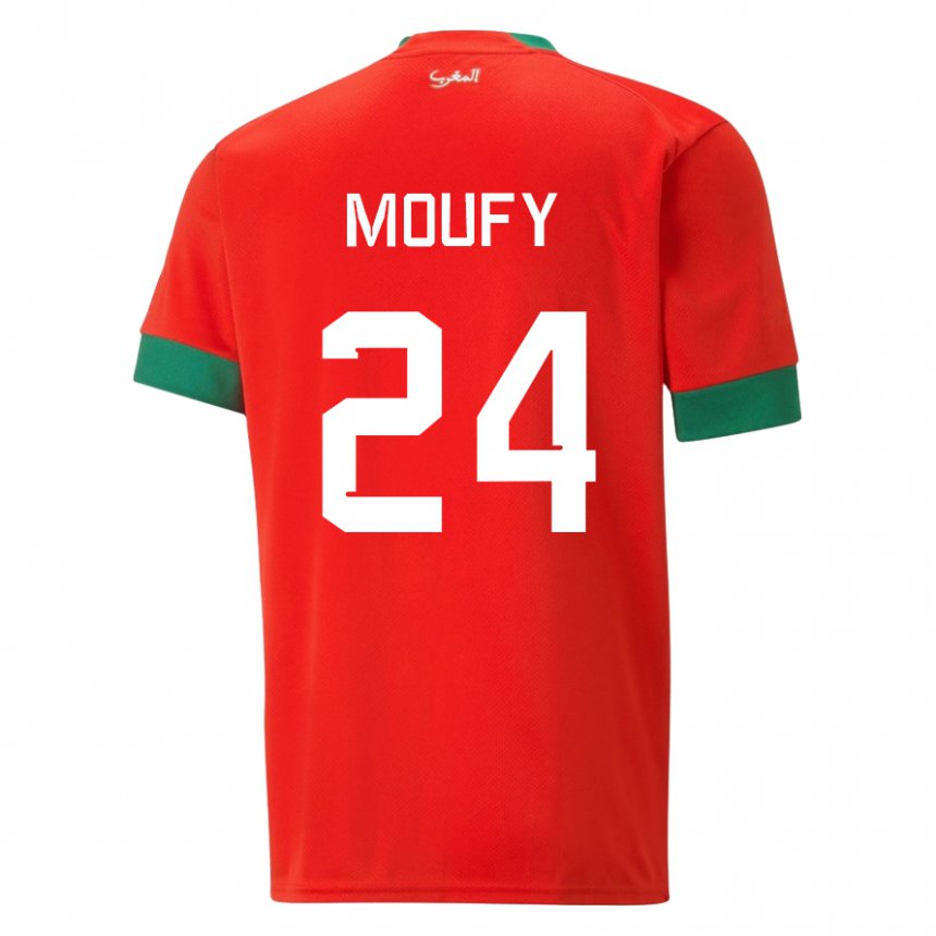 Dames Marokkaans Fahd Moufy #24 Rood Thuisshirt Thuistenue 22-24 T-shirt