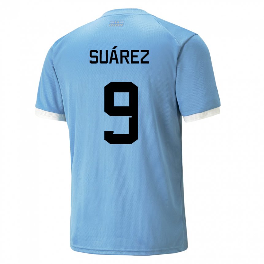 Dames Uruguayaans Luis Suarez #9 Blauw Thuisshirt Thuistenue 22-24 T-shirt