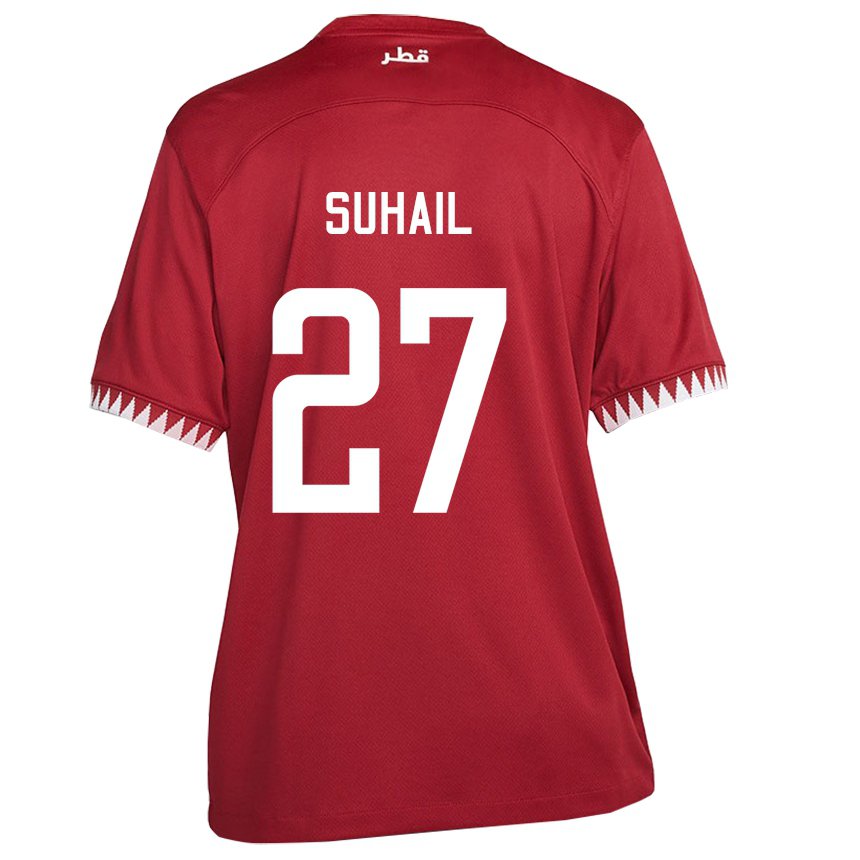 Dames Qatarees Ahmed Suhail #27 Kastanjebruin Thuisshirt Thuistenue 22-24 T-shirt