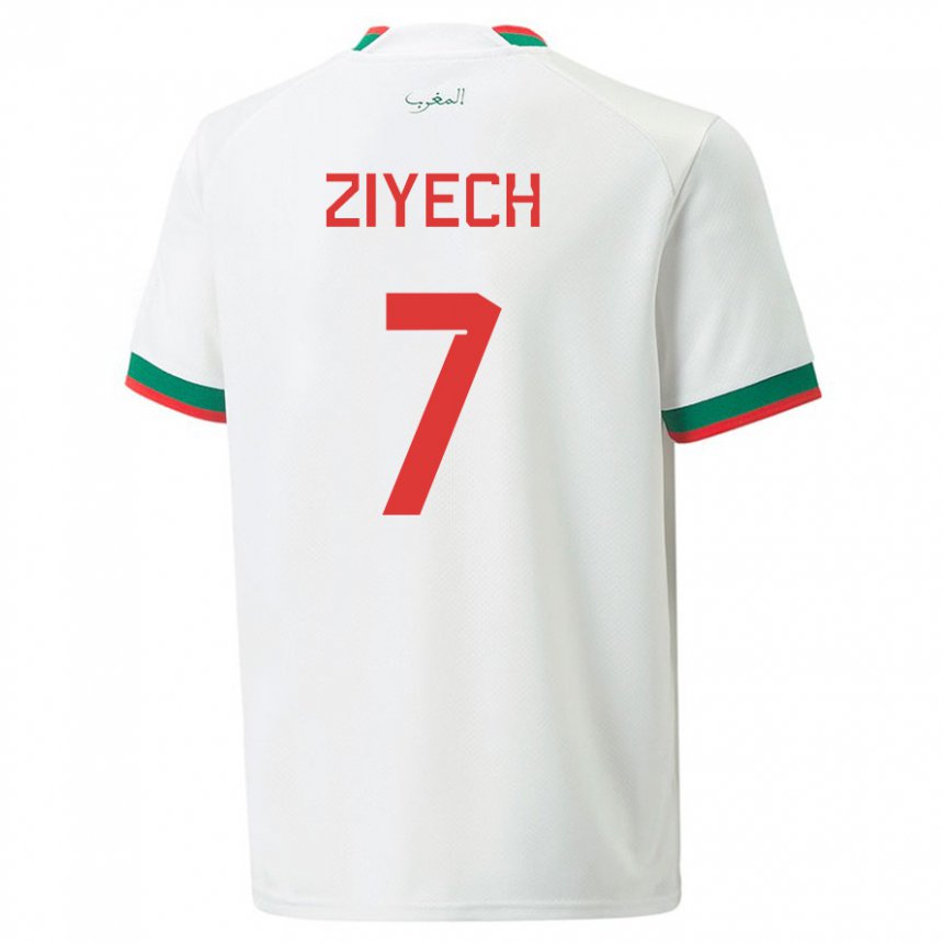 Dames Marokkaans Hakim Ziyech #7 Wit Uitshirt Uittenue 22-24 T-shirt