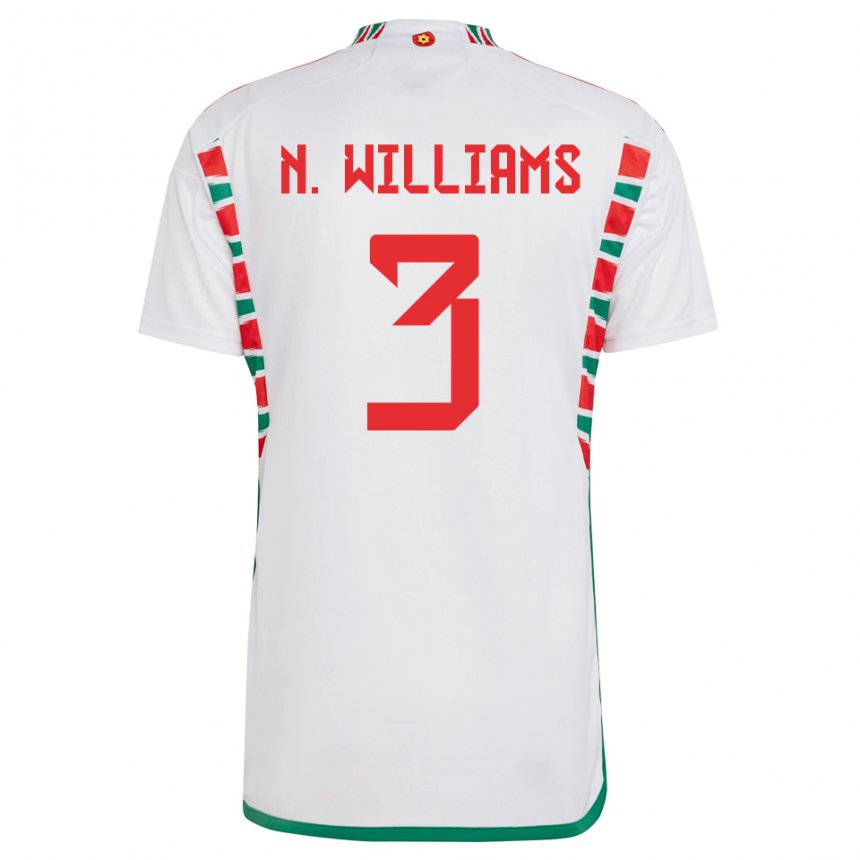 Dames Welsh Neco Williams #3 Wit Uitshirt Uittenue 22-24 T-shirt