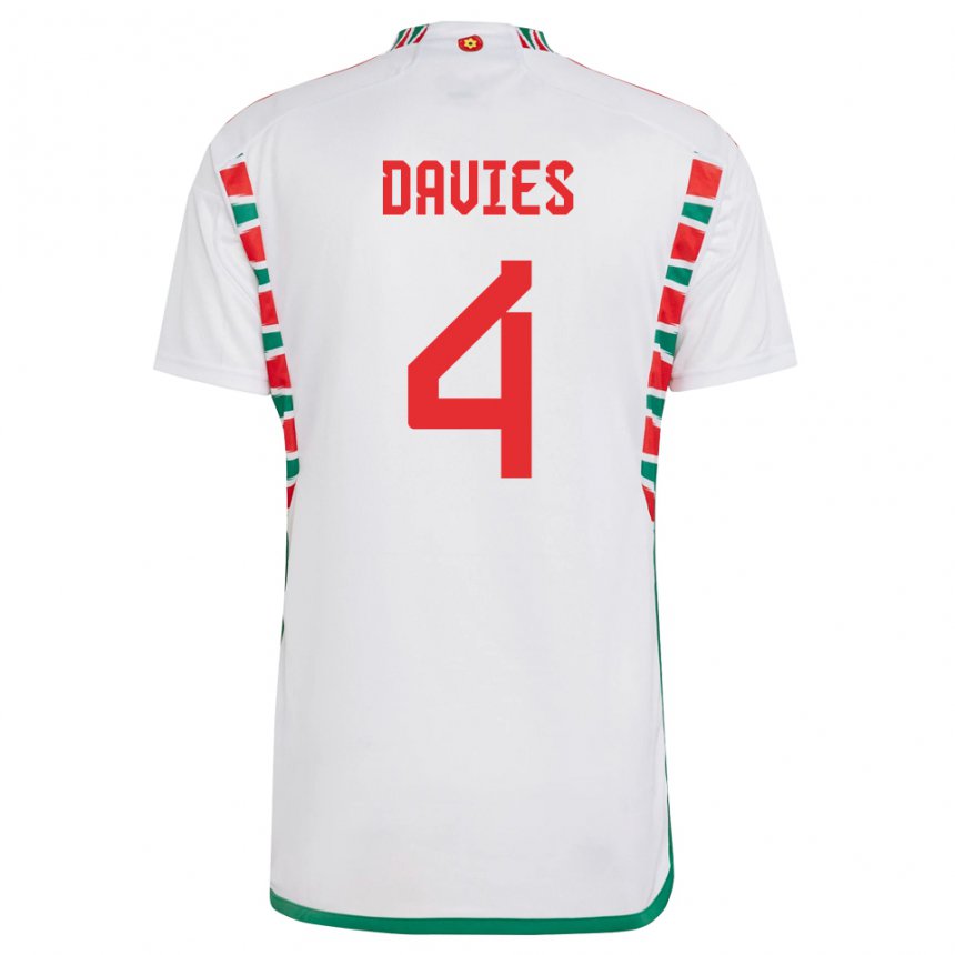 Dames Welsh Ben Davies #4 Wit Uitshirt Uittenue 22-24 T-shirt