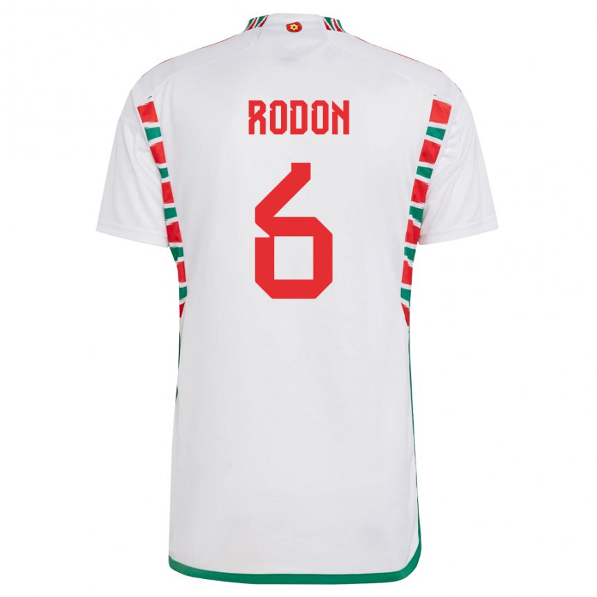 Dames Welsh Joe Rodon #6 Wit Uitshirt Uittenue 22-24 T-shirt