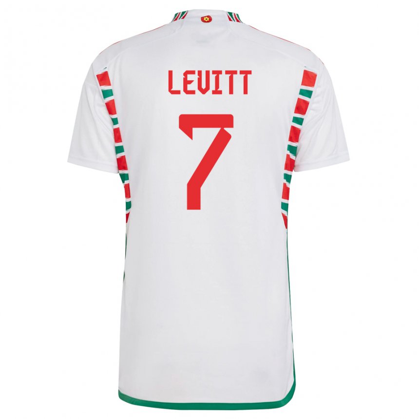 Dames Welsh Dylan Levitt #7 Wit Uitshirt Uittenue 22-24 T-shirt