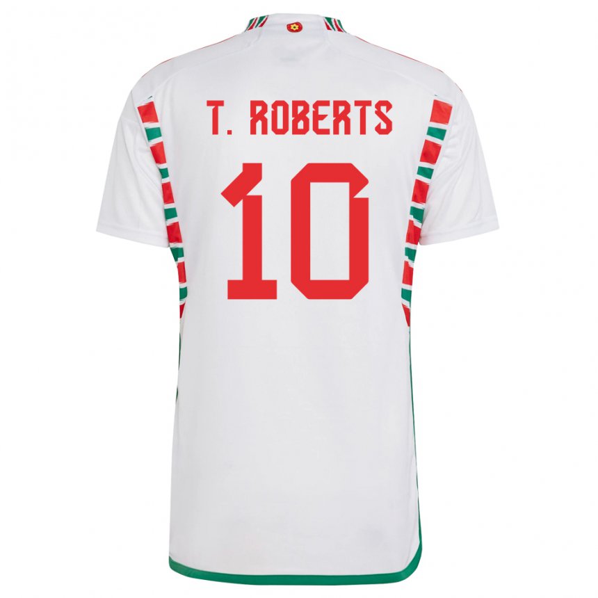 Dames Welsh Tyler Roberts #10 Wit Uitshirt Uittenue 22-24 T-shirt