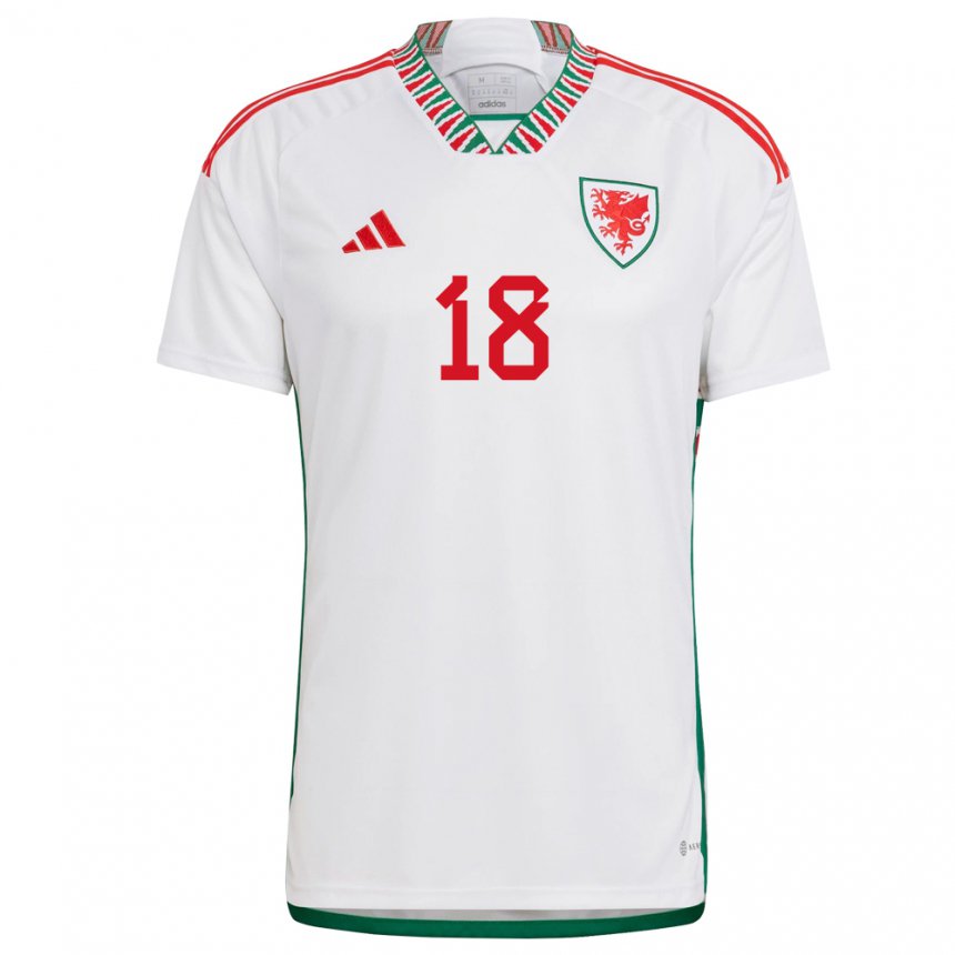 Dames Welsh Jonathan Williams #18 Wit Uitshirt Uittenue 22-24 T-shirt