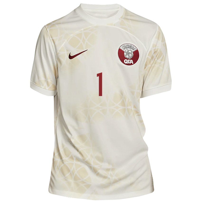 Dames Qatarees Saad Al Sheeb #1 Goud Beige Uitshirt Uittenue 22-24 T-shirt