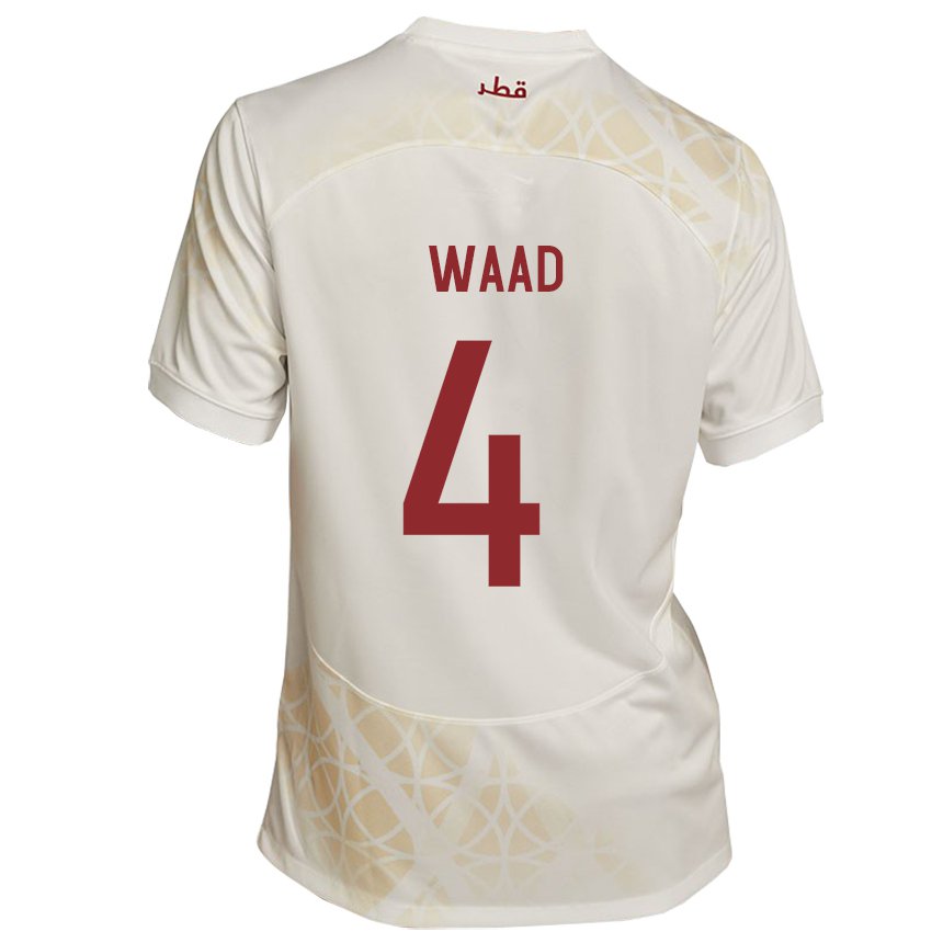 Dames Qatarees Mohammed Waad #4 Goud Beige Uitshirt Uittenue 22-24 T-shirt