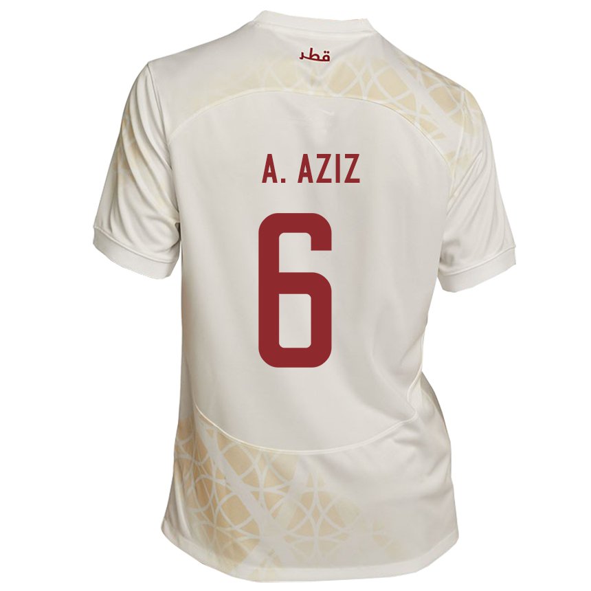 Dames Qatarees Abdulaziz Hatem #6 Goud Beige Uitshirt Uittenue 22-24 T-shirt