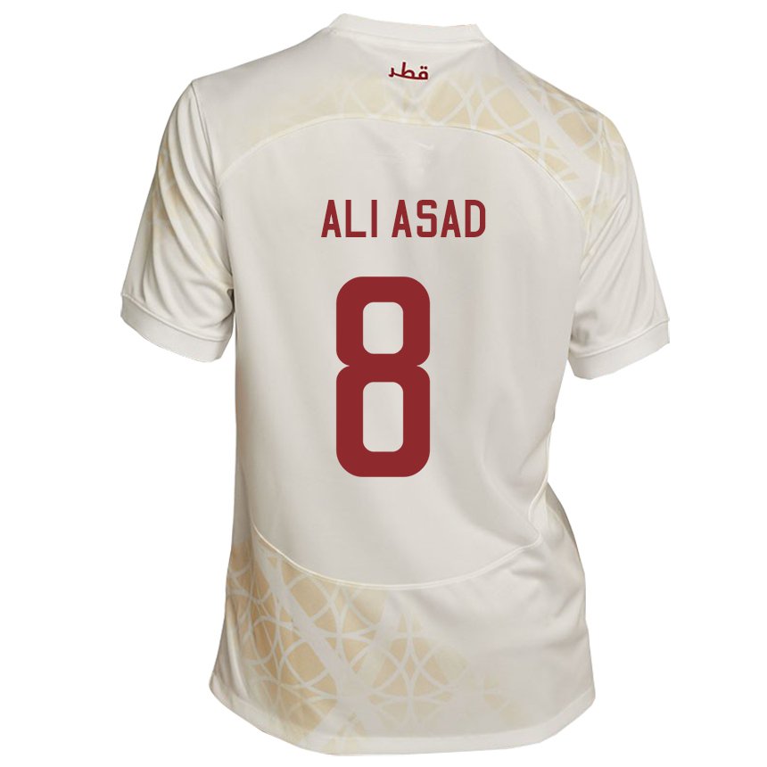 Dames Qatarees Ali Asad #8 Goud Beige Uitshirt Uittenue 22-24 T-shirt