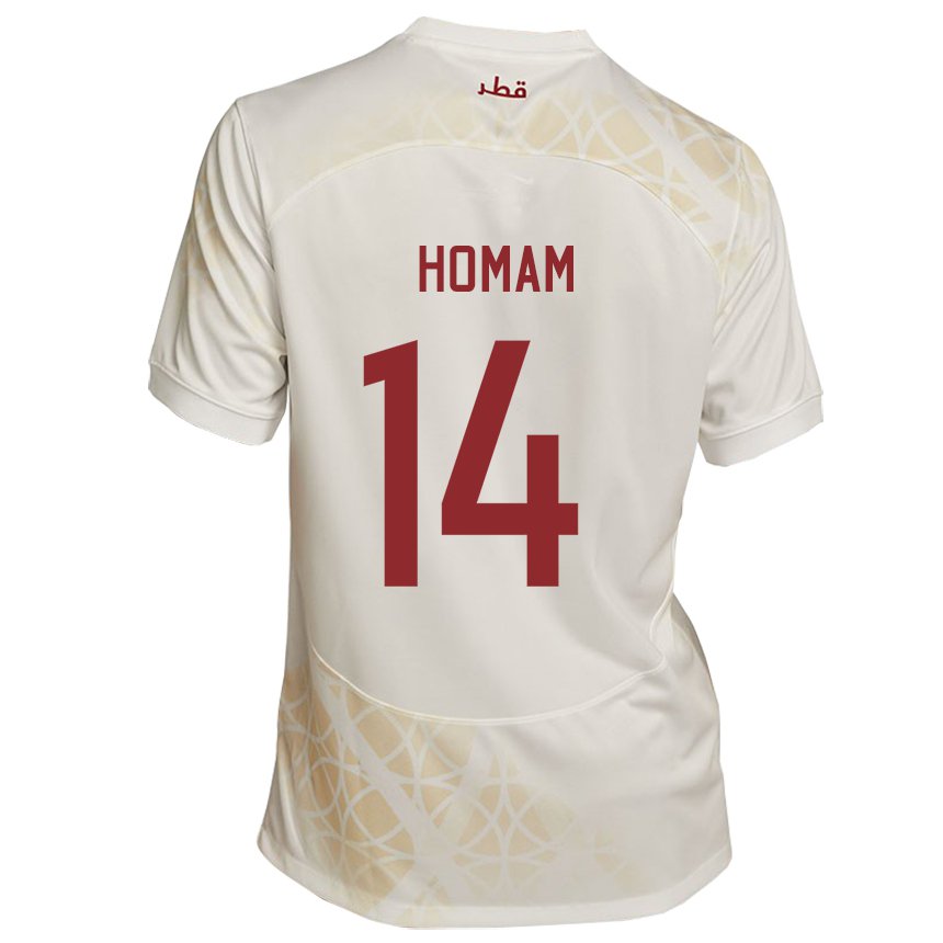 Dames Qatarees Homam Ahmed #14 Goud Beige Uitshirt Uittenue 22-24 T-shirt