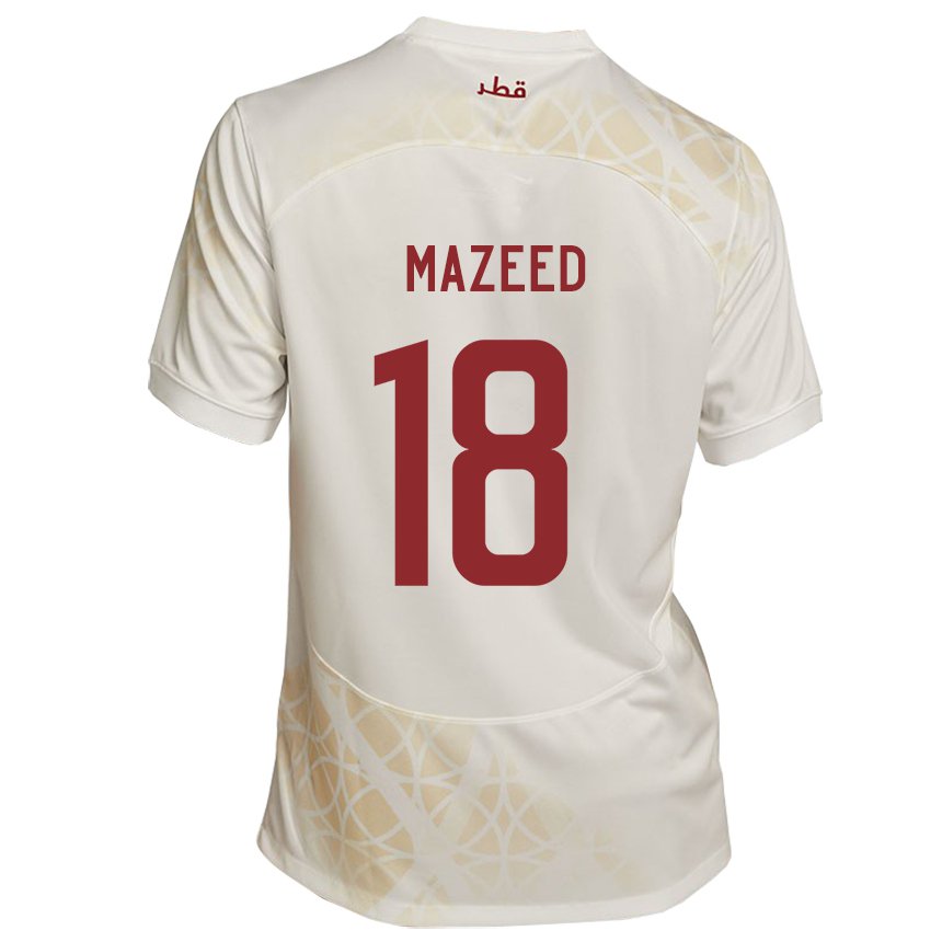 Dames Qatarees Khalid Muneer Ali #18 Goud Beige Uitshirt Uittenue 22-24 T-shirt