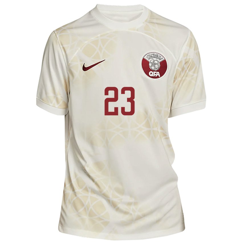 Dames Qatarees Mustafa Mashaal #23 Goud Beige Uitshirt Uittenue 22-24 T-shirt