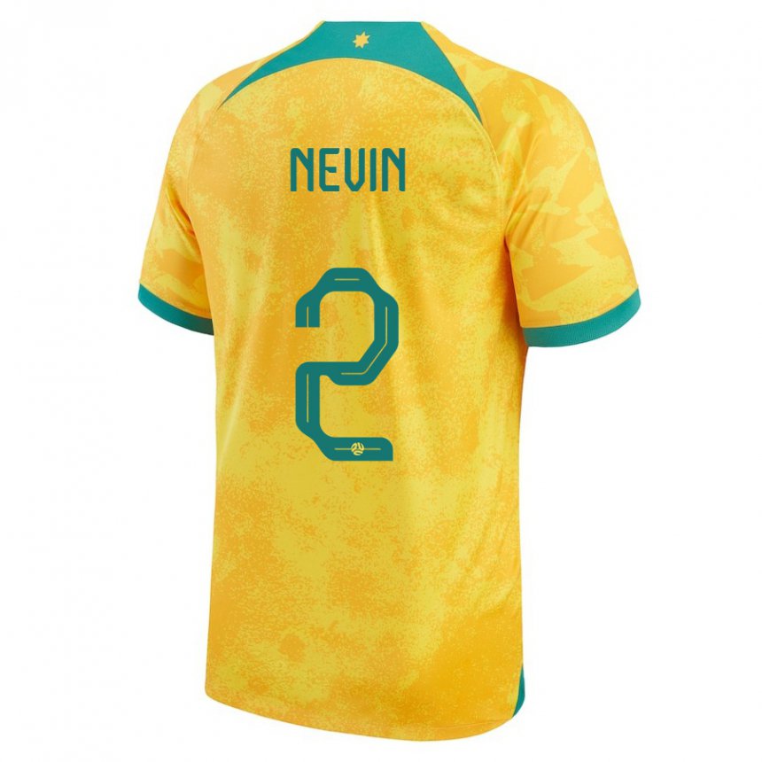 Kinderen Australisch Courtney Nevin #2 Gouden Thuisshirt Thuistenue 22-24 T-shirt