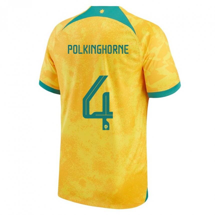 Kinderen Australisch Clare Polkinghorne #4 Gouden Thuisshirt Thuistenue 22-24 T-shirt