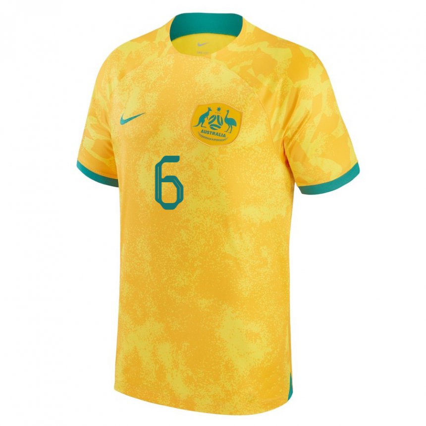 Kinderen Australisch Chloe Logarzo #6 Gouden Thuisshirt Thuistenue 22-24 T-shirt