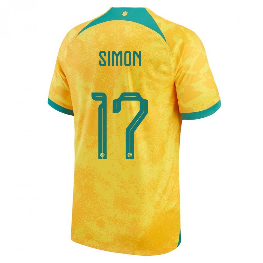 Kinderen Australisch Kyah Simon #17 Gouden Thuisshirt Thuistenue 22-24 T-shirt