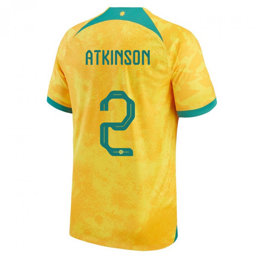 Kinderen Australisch Nathaniel Atkinson #2 Gouden Thuisshirt Thuistenue 22-24 T-shirt