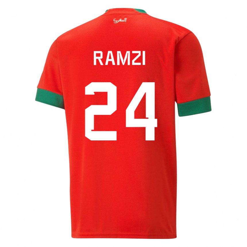 Kinderen Marokkaans Achraf Ramzi #24 Rood Thuisshirt Thuistenue 22-24 T-shirt