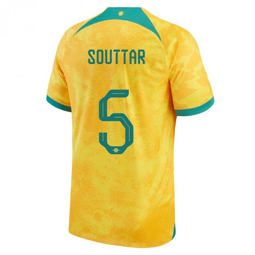 Kinderen Australisch Harry Souttar #5 Gouden Thuisshirt Thuistenue 22-24 T-shirt