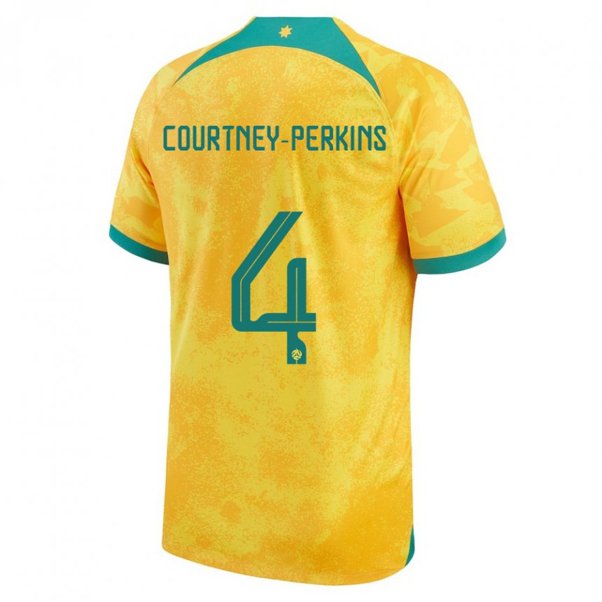 Kinderen Australisch Jordan Courtney Perkins #4 Gouden Thuisshirt Thuistenue 22-24 T-shirt