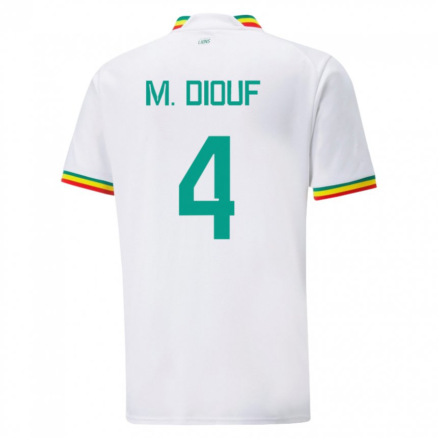 Kinderen Senegalees Mame Diarra Diouf #4 Wit Thuisshirt Thuistenue 22-24 T-shirt