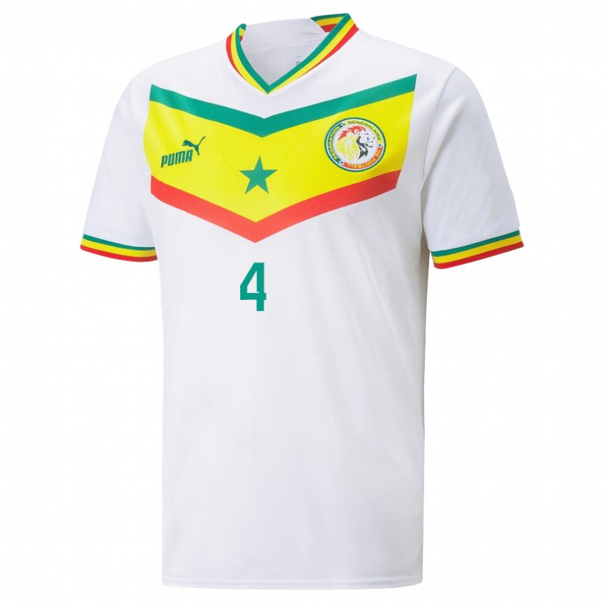 Kinderen Senegalees Mame Diarra Diouf #4 Wit Thuisshirt Thuistenue 22-24 T-shirt