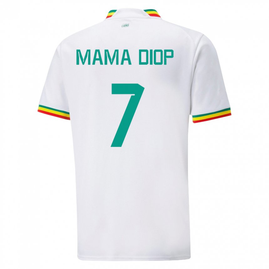 Kinderen Senegalees Mama Diop #7 Wit Thuisshirt Thuistenue 22-24 T-shirt