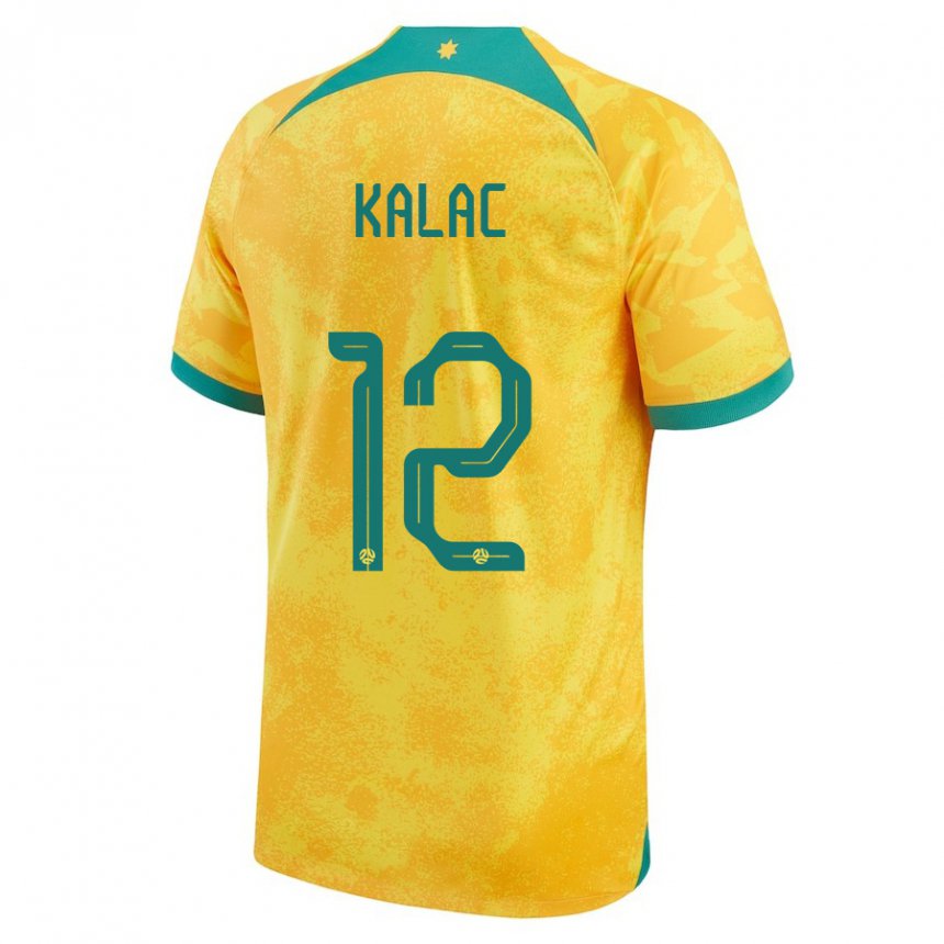 Kinderen Australisch Oliver Kalac #12 Gouden Thuisshirt Thuistenue 22-24 T-shirt