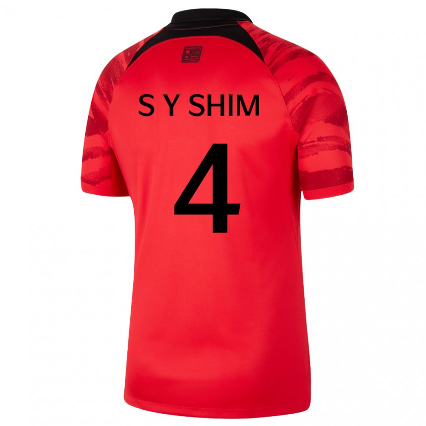 Kinderen Zuid-koreaans Shim Seo Yeon #4 Rood Zwart Thuisshirt Thuistenue 22-24 T-shirt